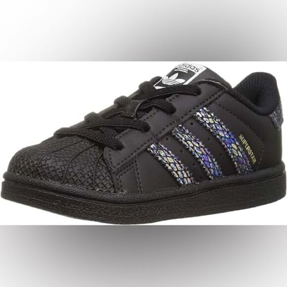 Adidas Superstar Black Iridescent Slip On Toddler  Girls Shoes Size 7 - Picture 1 of 6